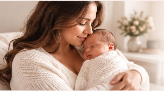 Mother holding her newborn baby
