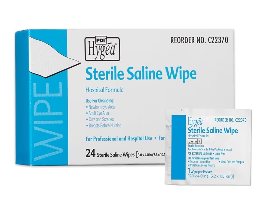 Sterile saline wipes